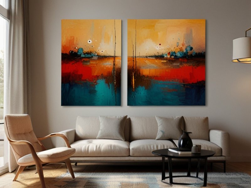 Abstract Paintings displayed in a home setting - Abstract Art Caffeine