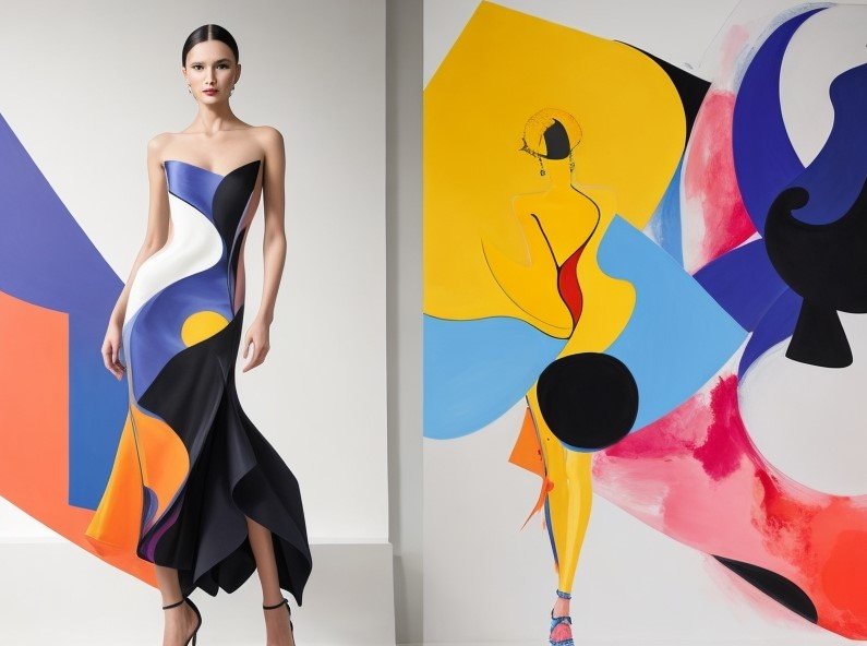 Fashion as a Source of Abstract Art Inspiration - Fashion Model wearing a dress on abstract art concept - Abstract Art Caffeine