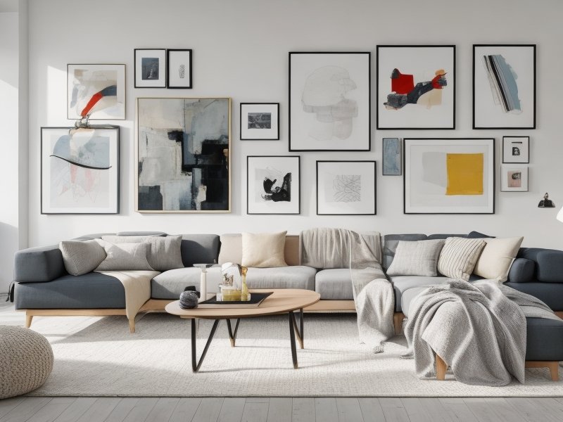 Displaying and Sharing Your Artwork - Abstract Art Caffeine - A Modern Living living room with Artwork on wall - Simple Abstract Painting Ideas